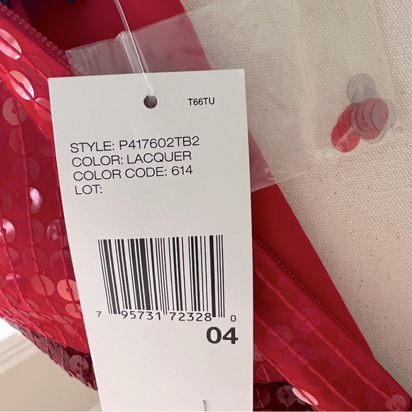 NWT $345 DKNY Sleeveless Red Lacquer Color Block Stretch Sequin Sheath Dress - Picture 16 of 16